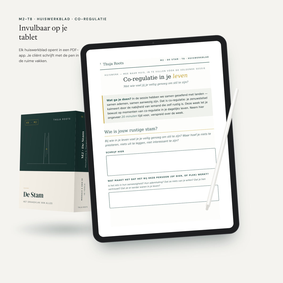 Module M2 De Stam: werkblad op een tablet
