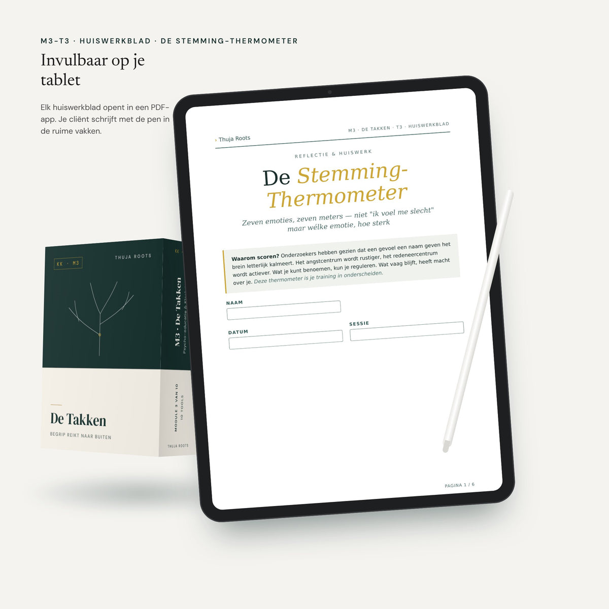 Module M3 De Takken: werkblad op een tablet