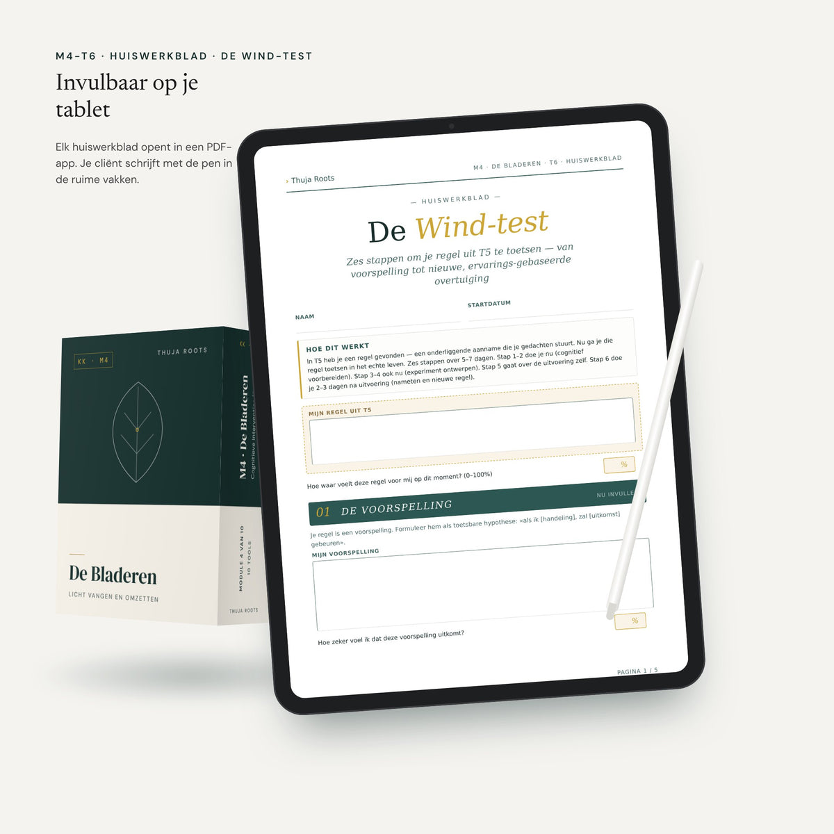 Module M4 De Bladeren: werkblad op een tablet