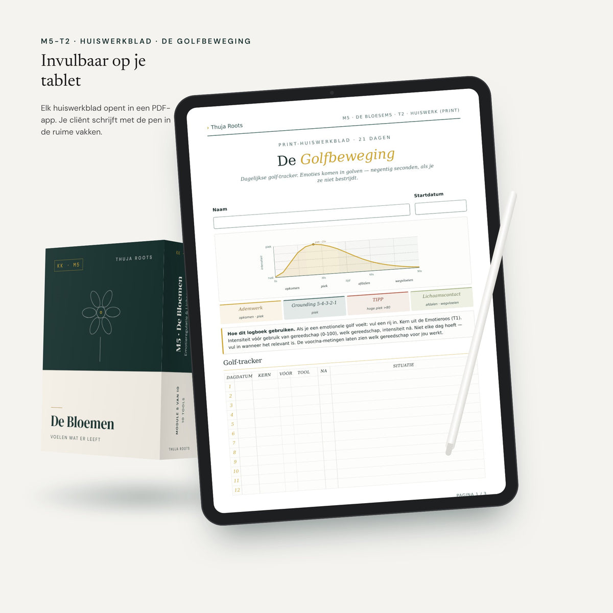 Module M5 De Bloemen: werkblad op een tablet