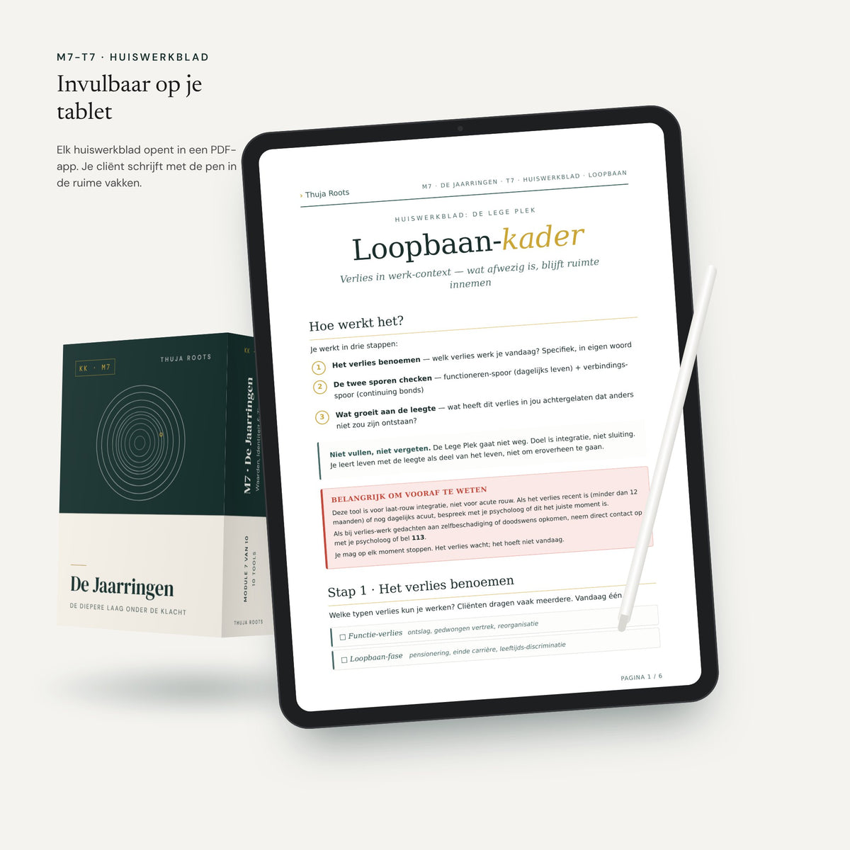 Module M7 De Jaarringen: werkblad op een tablet