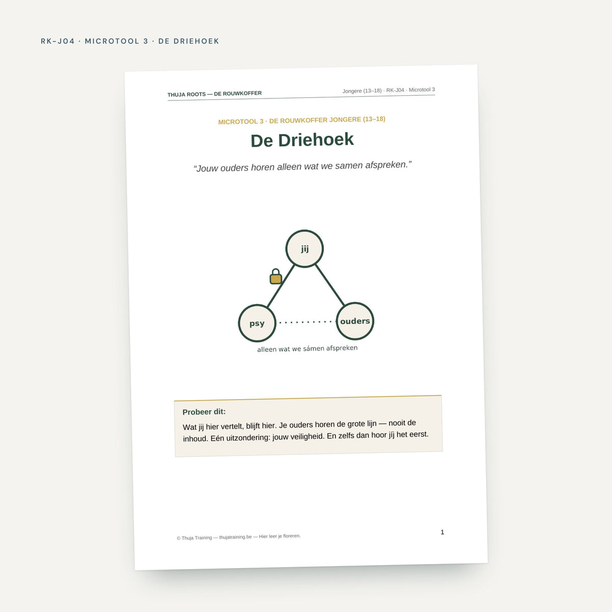 De Rouwkoffer Kind & Jongere: voorbeeldpagina, werkblad RK-J04