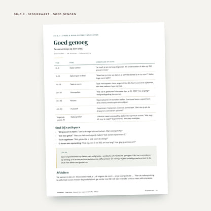 De Stress & Burn-outpreventie Koffer: voorbeeldpagina, werkblad SB 3.2 Goed genoeg